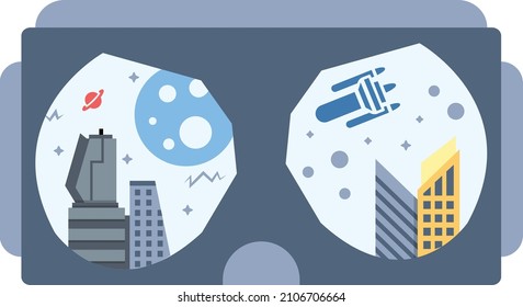 stereoscopic inside view vr headset Concept, Goggles inner Vector Color Icon Design, Metaverse Symbol, Persistent Virtual environment Sign, Internet functions In futurism Stock Illustration