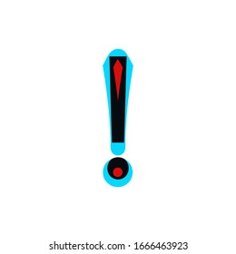 Stereoscopic stereo 3d vector exclamation mark. Typography  with effect stereoscopic 