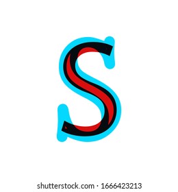 Stereoscopic stereo 3d vector letter S. Typography  with effect stereoscopic 