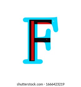 Stereoscopic stereo 3d vector letter F. Typography  with effect stereoscopic 