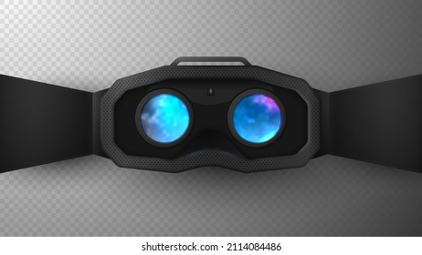 Stereoscopic VR 3D headset for metaverse and virtual reality isolated on transparent background.