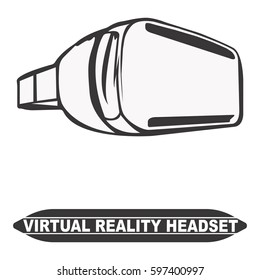 Stereoscopic VR mask 3D virtual reality headset for your phone. Separately isolated vector image in dark gray colors and shades.