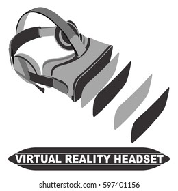 Stereoscopic VR mask 3D virtual reality headset for your phone. Separately isolated vector image in dark gray colors and shades.