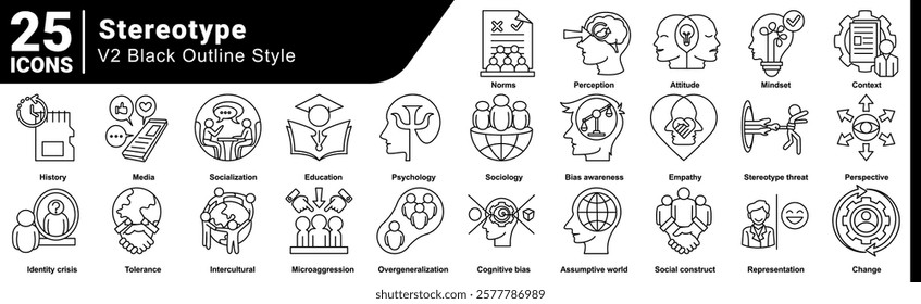 Stereotype icon bundle 25 in line style
