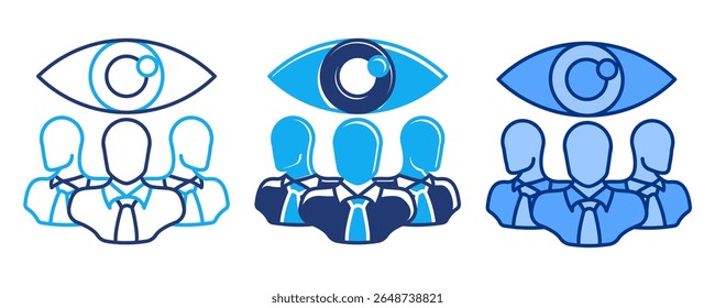 Ícone de estereótipo representado por olho, grupo Azul, Dualline, estilo Dualtone.