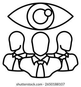 Stereotype icon represented by eye, group Line style.