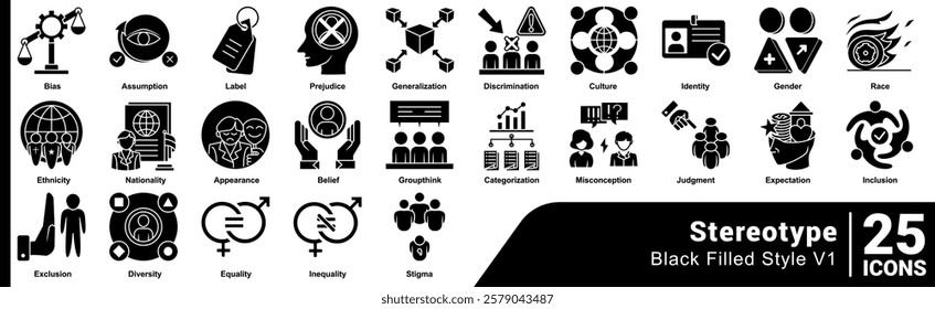 Stereotype icon set 25 in Black Filled style