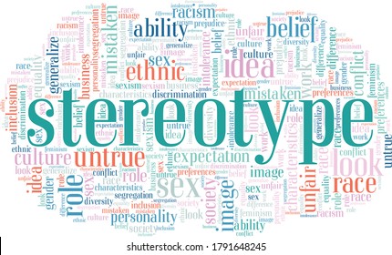 Stereotype word cloud isolated on a white background