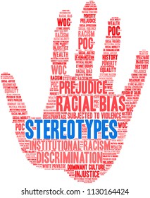Stereotypes word cloud on a white background. 