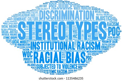 Stereotypes word cloud on a white background. 