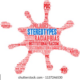 Stereotypes word cloud on a white background. 