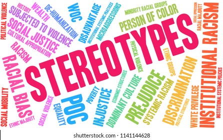 Stereotypes Word Cloud On A White Background. 