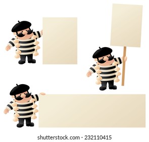 Stereotypical French man holding your messages.