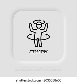 Stereotypy, dizziness or disorientation thin line icon. Modern vector illustration of illness symptom. 