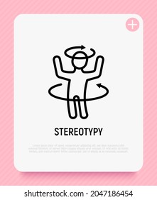 Stereotypy, dizziness or disorientation thin line icon. Modern vector illustration of illness symptom. 