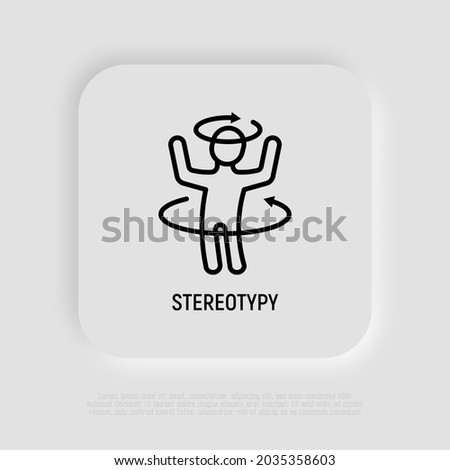 Stereotypy, dizziness or disorientation thin line icon. Modern vector illustration of illness symptom. 