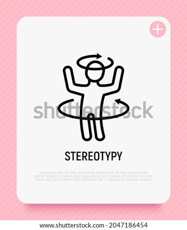 Stereotypy, dizziness or disorientation thin line icon. Modern vector illustration of illness symptom. 