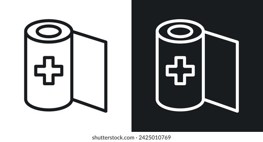 Icono de gasa estéril diseñado en un estilo de línea sobre fondo blanco.