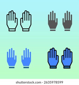Sterile gloves in line and filled styles, symbolizing hygiene and safety in medical procedures, ideal for hospital signage or health protocol visuals.
