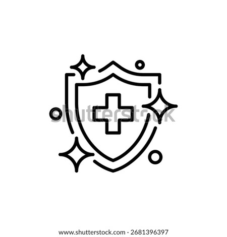 Sterile icon. Simple outline style. Health protection, medically sterile, medical cross with clean shiny surface, hygiene, hospital concept. Thin line symbol. Isolated design.
