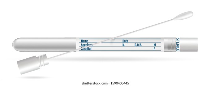 Sterile Transport SWAB. Cotton swabs in plastic tube with cap