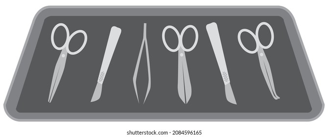 A sterile tray of medical instruments is ready for use