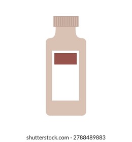 Sterile water sampling bottle with blank label. Lab equipment concept. Flat vector illustration.