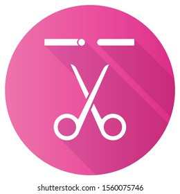 Sterilisation Pink Flat Design Long Shadow Glyph Icon. Fallopian Tubes Cut. Vasectomy. Preservative With Surgical Procedure. Safe Sex. Permanent Pregnancy Prevention. Vector Silhouette Illustration