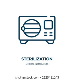 Sterilisierungssymbol. Lineare Vektorgrafik aus der Sammlung medizinischer Instrumente. Vektorgrafik des Sterilisationssymbols in Umrissen. Dünnliniensymbol für Web- und mobile Apps, Logo, Printmedien.