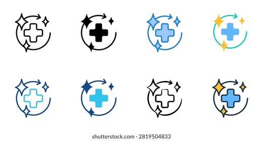 Sterilization icons set multiple style collection. Editable stroke 