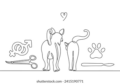 Sterilization of pets to maintain their health. Caring for animals. World Spay Day. Vector illustration. Images produced without the use of any form of AI software at any stage. 