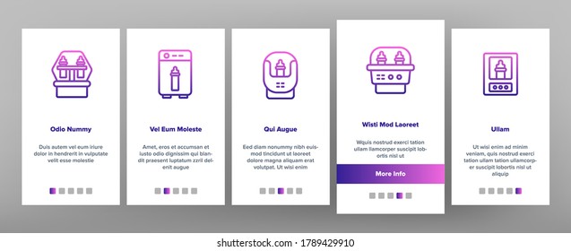 Sterilizer Device Onboarding Mobile App Page Screen Vector. Sterilizer Electronic Equipment Milk Bottle For Cleaning, Steaming And Disinfection Illustrations