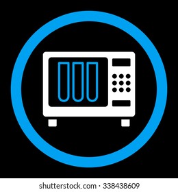 Sterilizer vector icon. Style is bicolor flat rounded symbol, blue and white colors, rounded angles, black background.