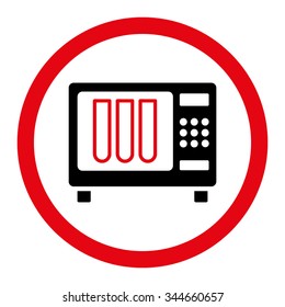 Sterilizer vector icon. Style is bicolor flat rounded symbol, intensive red and black colors, rounded angles, white background.