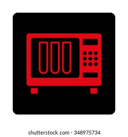 Sterilizer vector icon. Style is flat rounded square button, intensive red and black colors, white background.