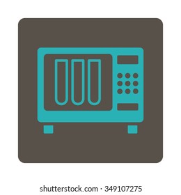 Sterilizer vector icon. Style is flat rounded square button, cyan and grey colors, white background.