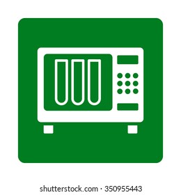 Sterilizer vector icon. Style is flat rounded square button, white and green colors, white background.