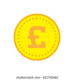Sterling coin. Flat design vector.