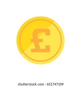 Sterling coin. Flat design vector.