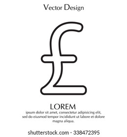 sterling sign, vector design for website, line icon