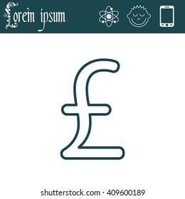 sterling sign, vector design for website, line icon