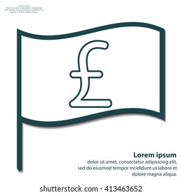 sterling sign, vector design for website, line icon