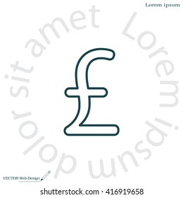 sterling sign, vector design for website, line icon