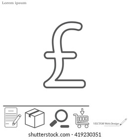 sterling sign, vector design for website, line icon