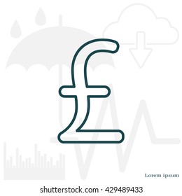 sterling sign, vector design for website, line icon