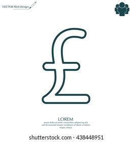 sterling sign, vector design for website, line icon