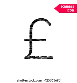 Sterling symbol icon. Scribble icon for you design.