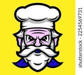 stern chef with mustache logo