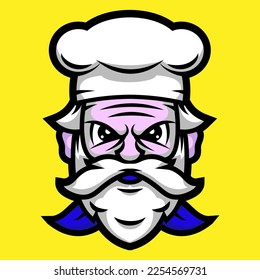 Küchenchef mit Schnurrbart-Logo