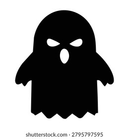Stern Evil Ghost Sheet Black Silhouette – Classic Halloween Specter Character Icon